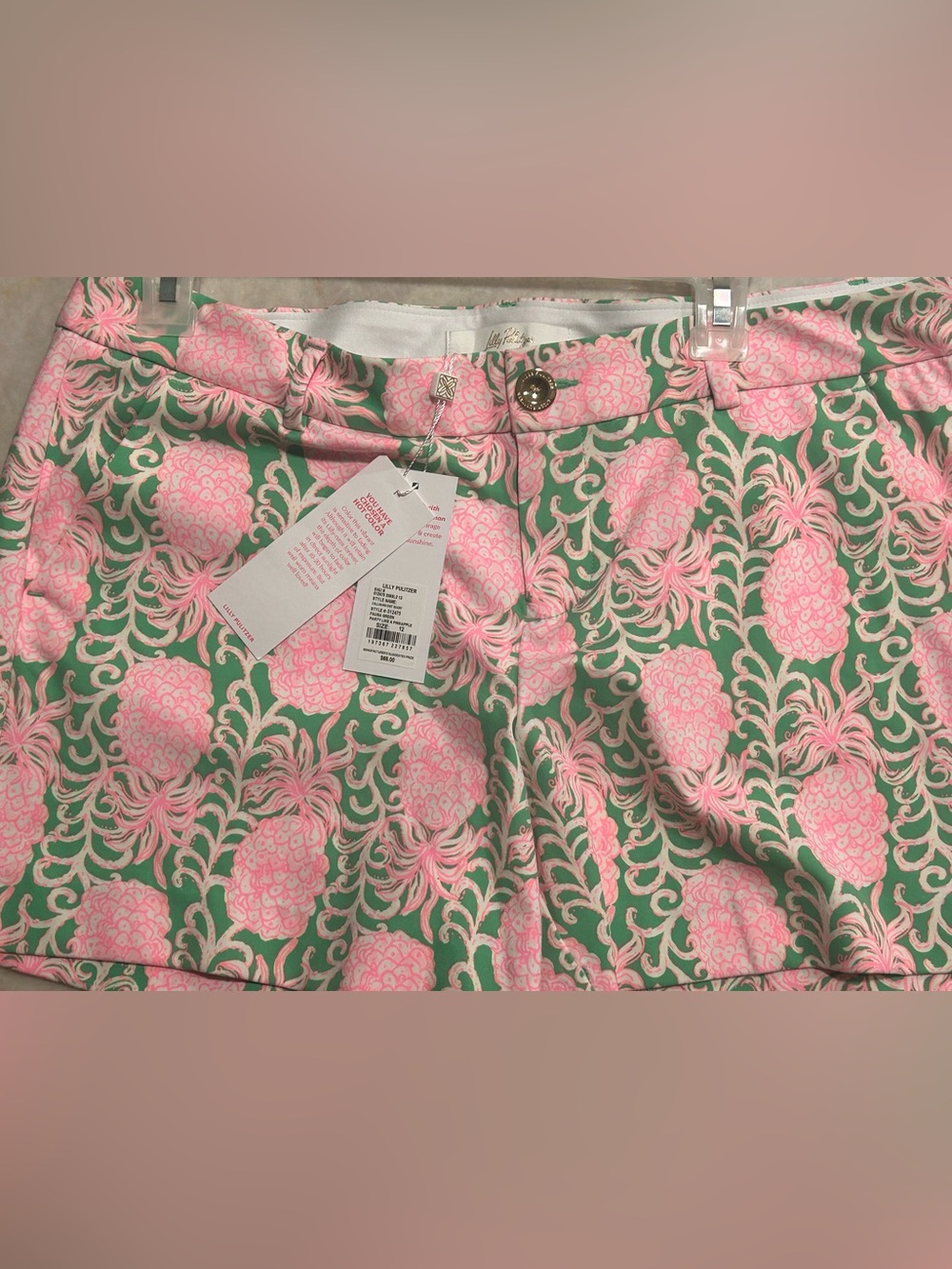 LILLY PULITZER Women’s Pink Pineapple Print Shorts - Green & Pink